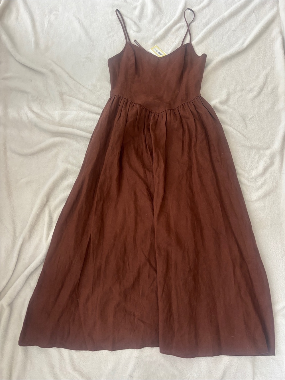 Aritzia Influence Linen Dress - Size 4, Cognac